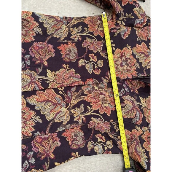 Coldwater Creek Gold Metallic Floral Jacquard Zip Mandarin Collar Lined Jacket S - Picture 6 of 9